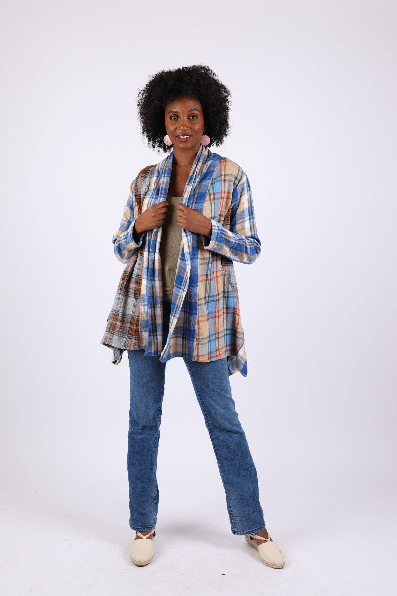 Sacred Threads - Wholesale Cardigan - Women's - Soft Tone Plaid Cardigan: Flannel in Patchwork4