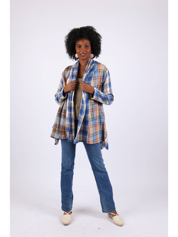 Sacred Threads - Wholesale Cardigan - Women's - Soft Tone Plaid Cardigan: Flannel in Patchwork4