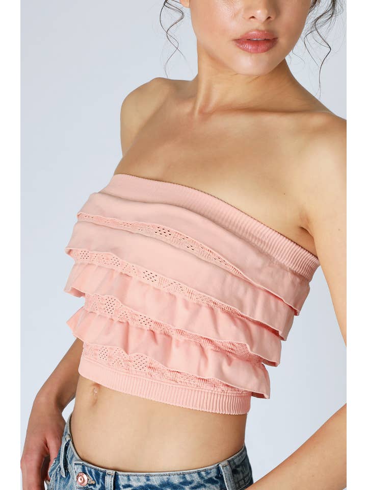 NIKIBIKI - Wholesale Blouse - Women's - NS8401 - Layered Ruffle Tube Top