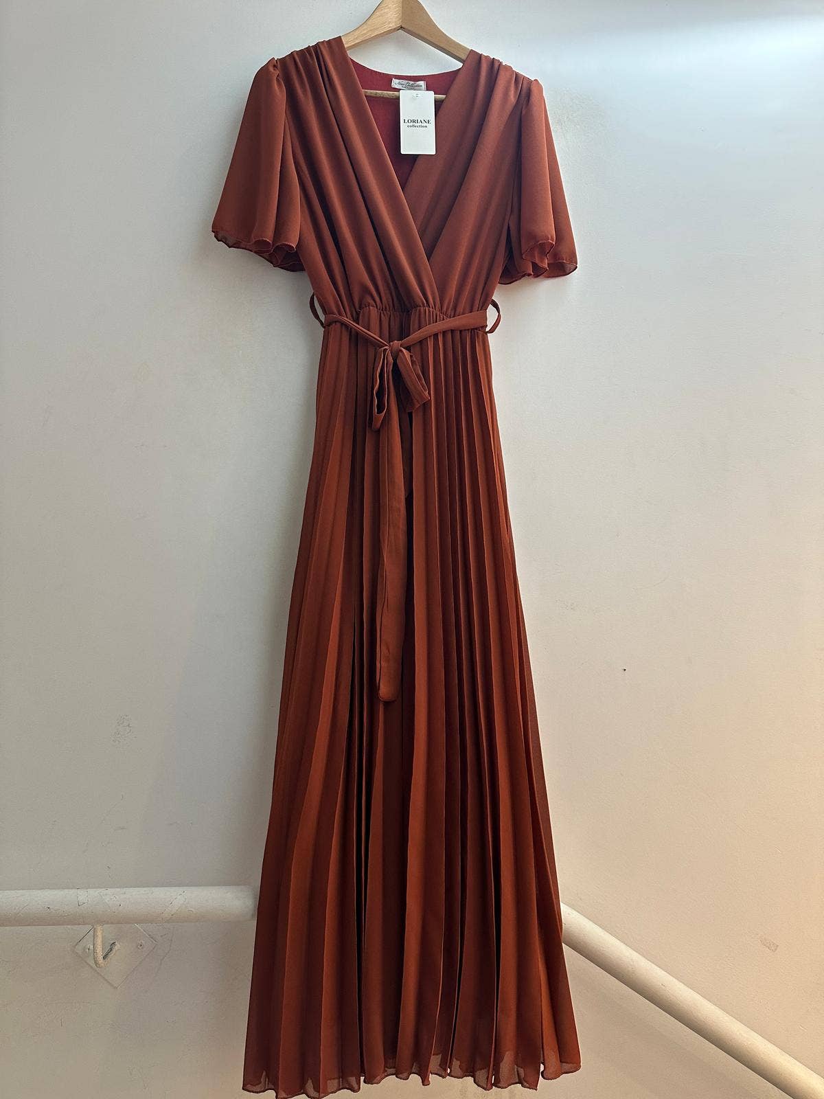 LORIANE - Venta al por mayor Vestido - Mujer - Vestido largo plisado sólido10