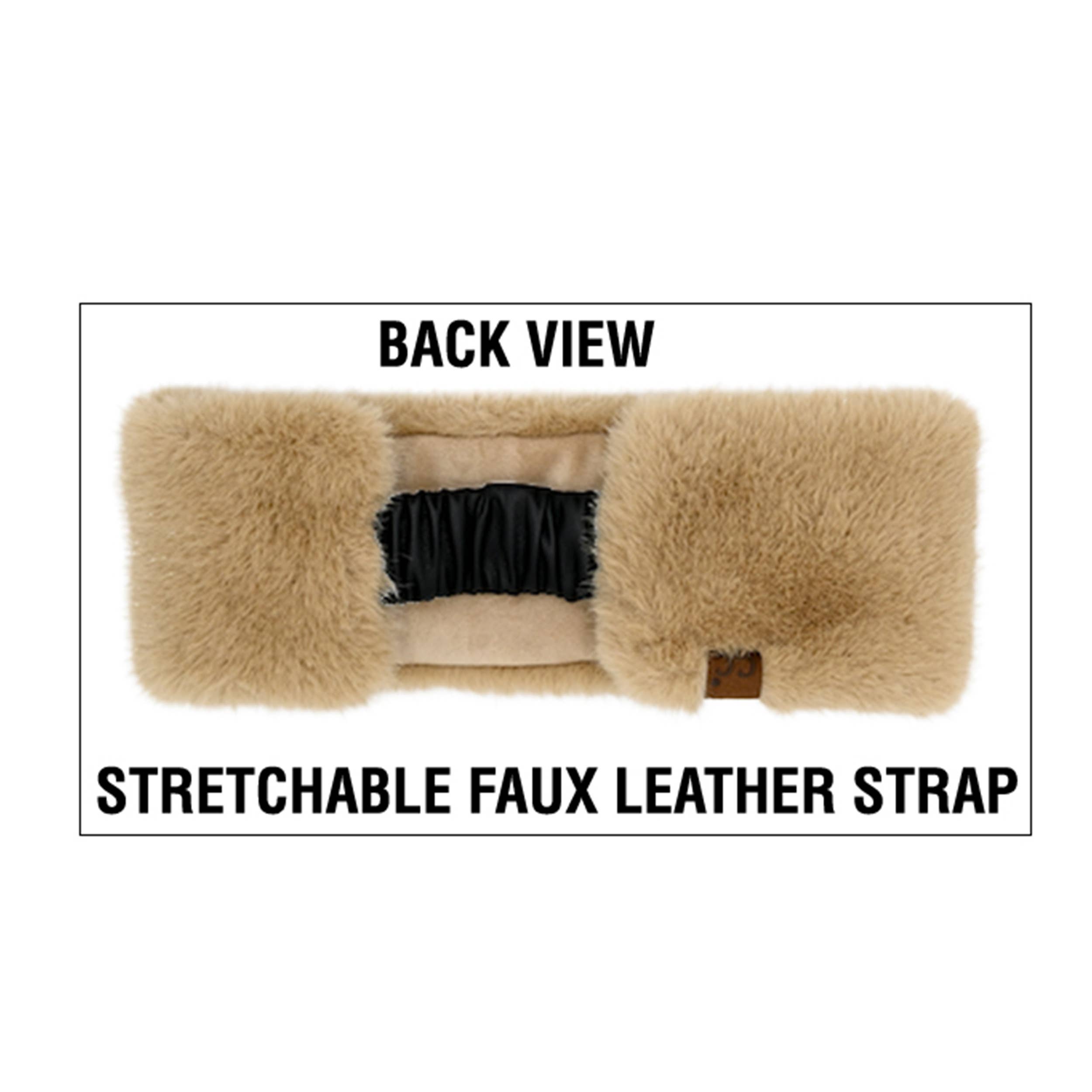 Hana – wholesale Fashion headband – women's – C.C Glitter Short Solid Fur Leather Strap Headwrap6