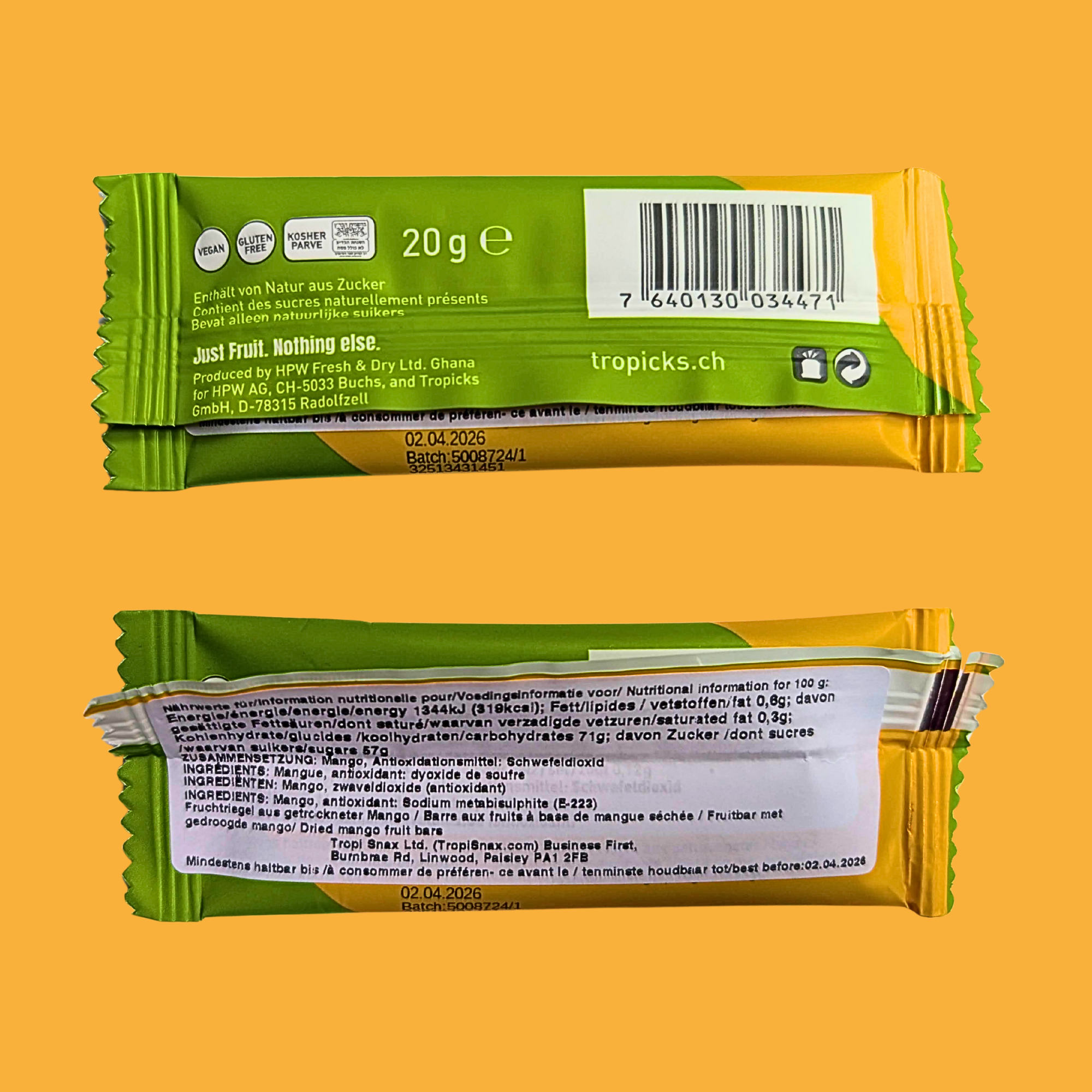 Fabmundo - Wholesale Dried/Dehydrated Fruit - Tropicks Mango Fruit Bars – Case of 20, Just Fruit!8