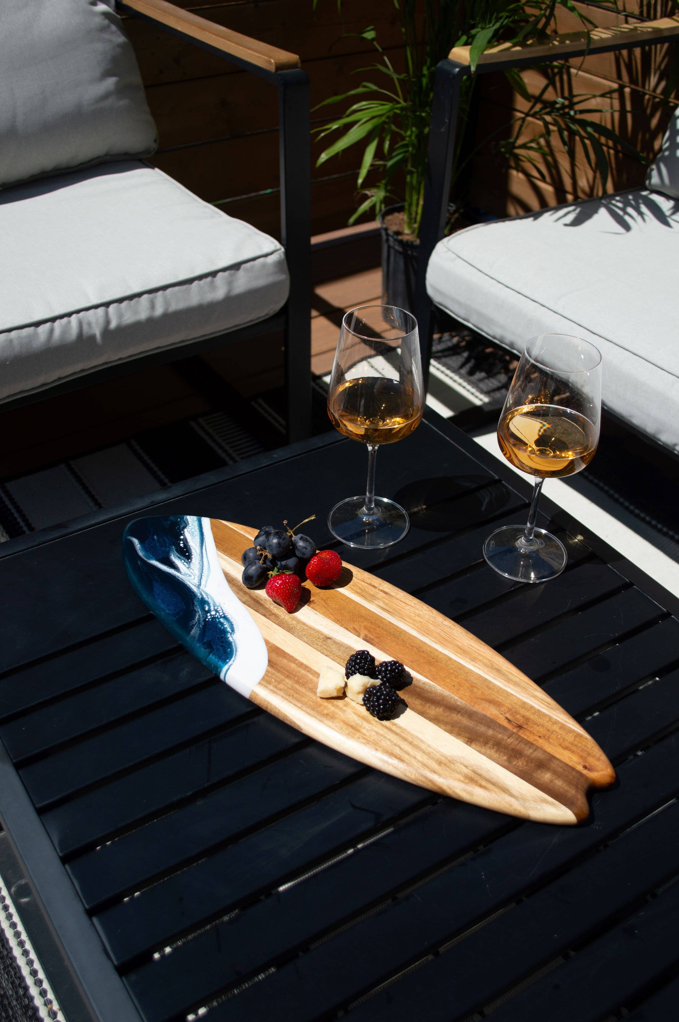 Lynn & Liana Designs - Wholesale Cheese Board - Resin-Accented Surfboard Shaped Charcuterie Board NO TARIFFS5