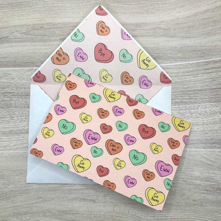 Anti-Conversation Hearts Card and Envelope Stationery Set for wholesale by Jessika with a K Studios