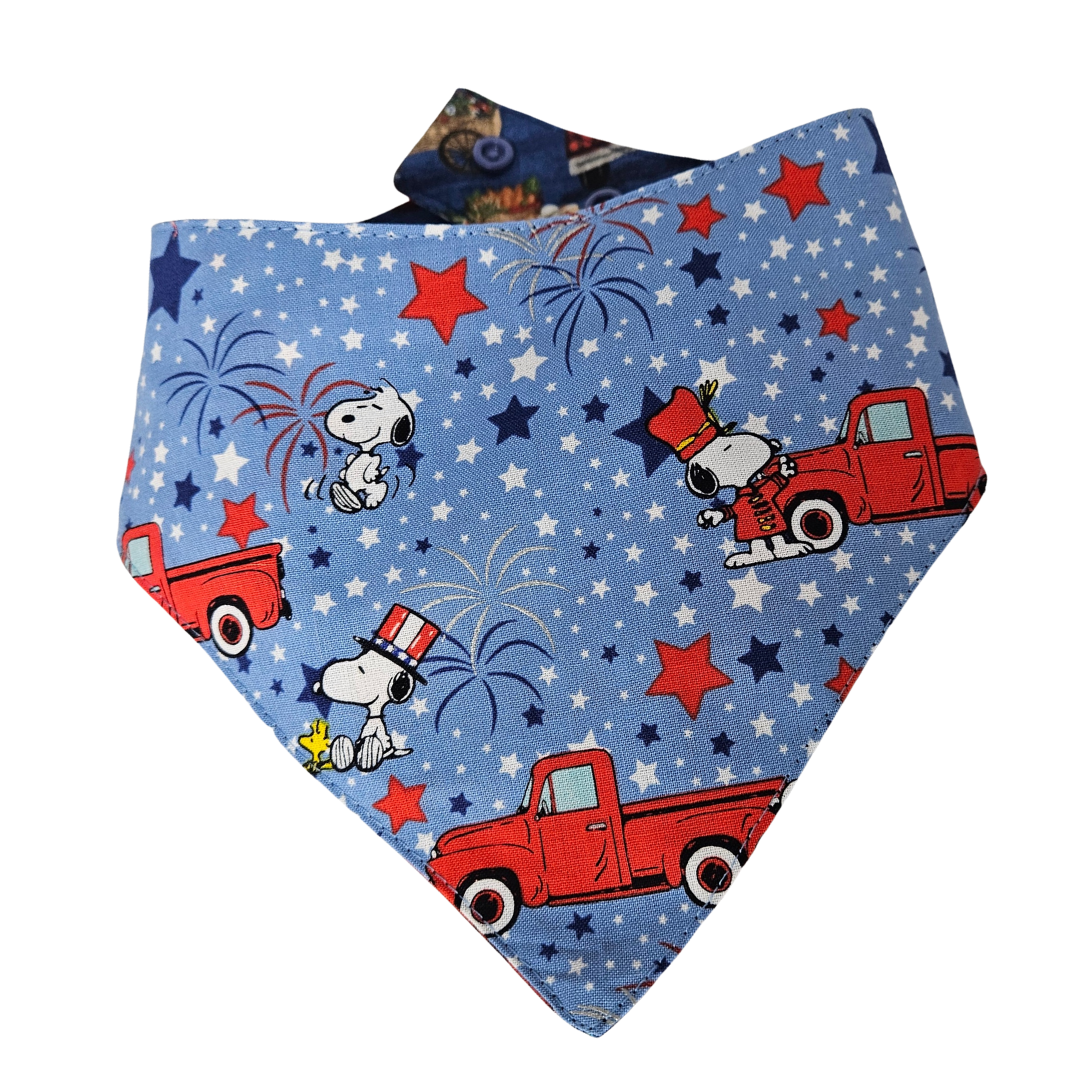 Barkriffic - Wholesale Pet Bandana - Dog - 4th. Of July Snoopy Bandana / Reversible Snap-On Dog Bandana2