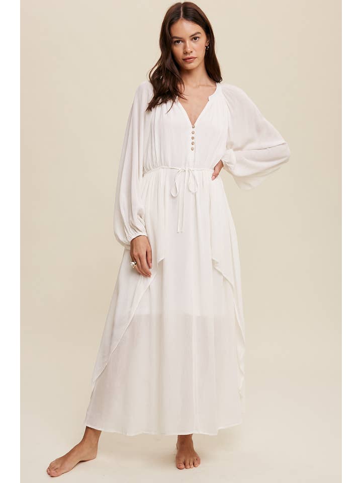 Sheer Trend – wholesale Klänning - Dam – Knapp Fram Drapey Maxi Klänning