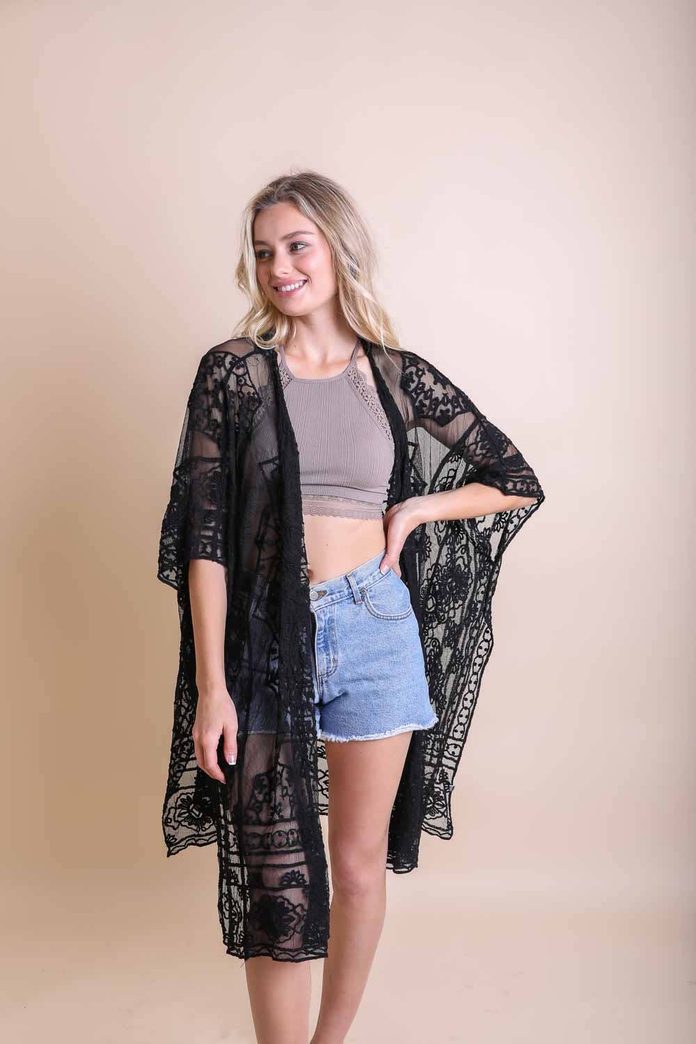 Leto Accessories - Wholesale Kimono - Women's - Lightweight Layering Mandala Kimono Cover-Up0