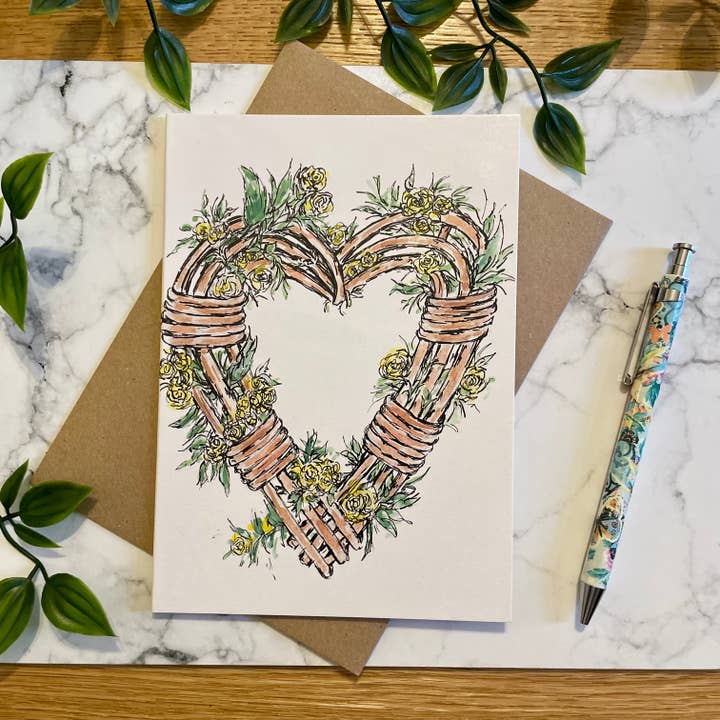 Floral Wicker Heart - Brown for wholesale by Crafty Tinks