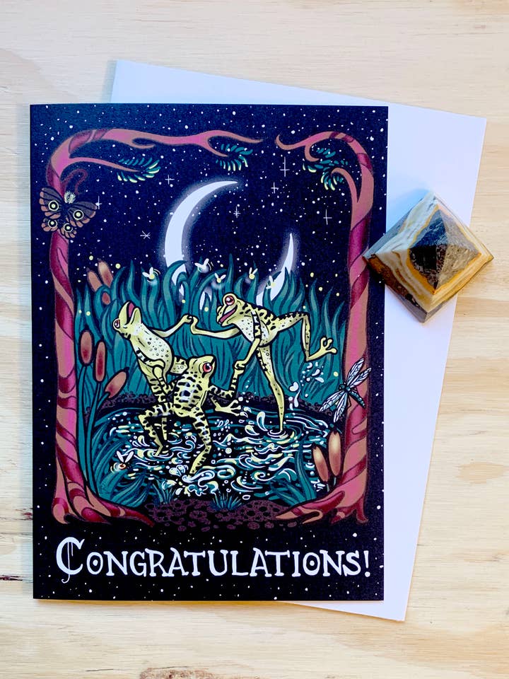 Félicitations ! Carte de vœux avec motif de grenouille pour la vente par Secret Creatures