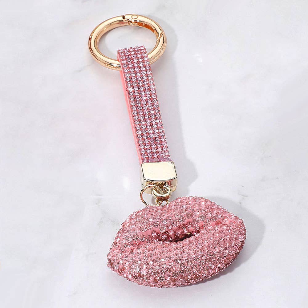 Sensibling Corp. - Wholesale Keychain - Women's - Bling Studded Lips Keychain / Bag Charm2