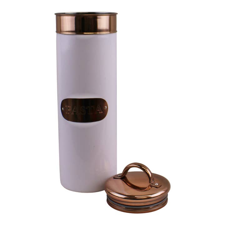 Pasta Tin, Copper & White Metal Design for wholesale on Faire