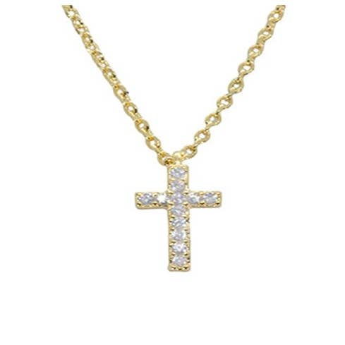 CZ Cross Necklace-Gold for wholesale by S&A Fashions