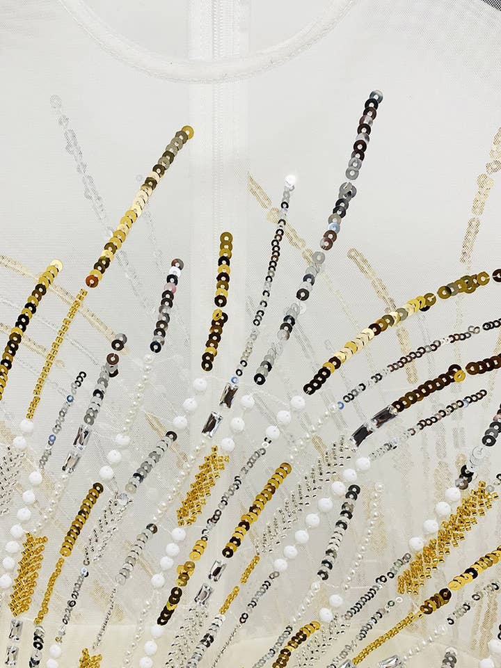 White JP009 Luxe Sequin & Diamond Mesh Jumpsuit for wholesale on Faire3