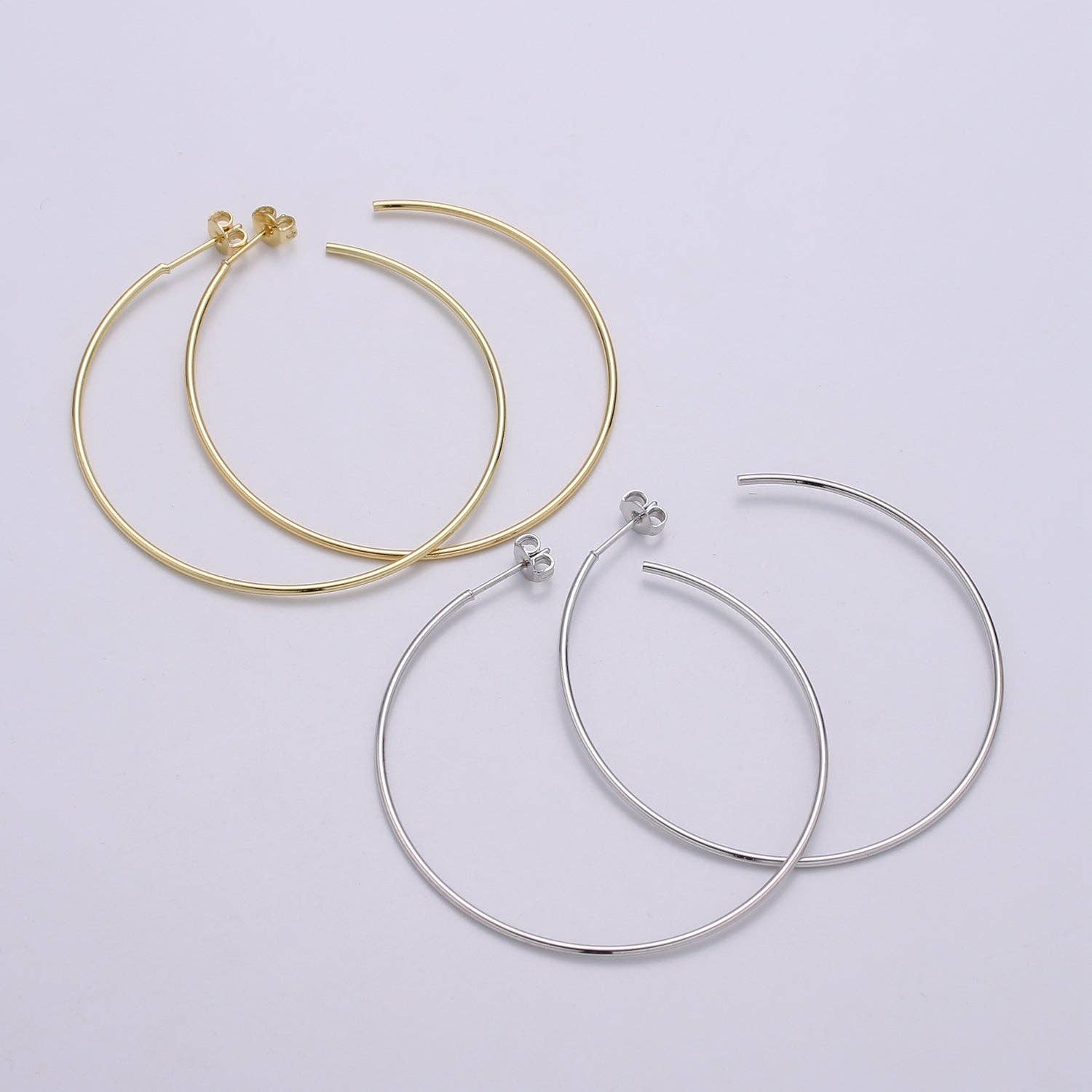 Aim Eternal - Wholesale DIY Craft Kit - 50 mm Simple Light Hoops 24K Gold, Loop Gold Earrings for DIY Earring Craft Supply Jewelry Making, EARR-1390-13912