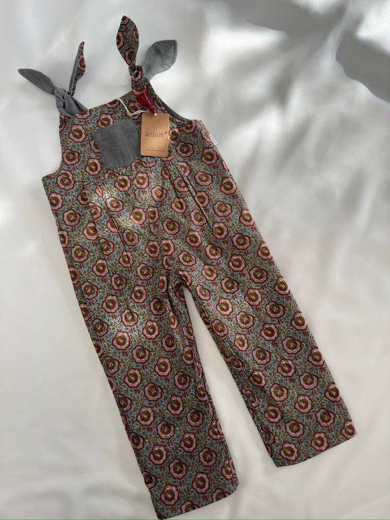 Yo Baby - Vente Barboteuse – bébé - Combinaison réversible en velours côtelé gris uni et imprimé floral gris14