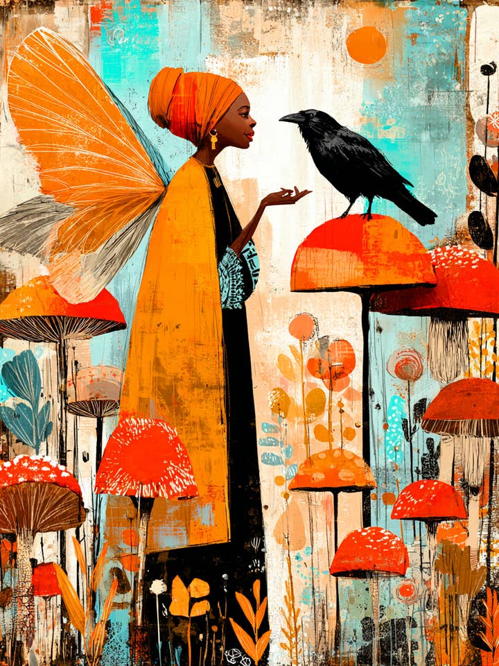 Mushroom Art Prints - The Raven Listens for wholesale by Mowbi
