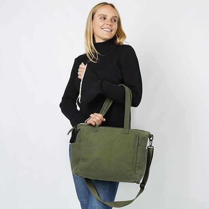 Sensibling Corp. - Wholesale Draagtas - Dames - Corduroy Schoudertas met Meerdere Vakken7