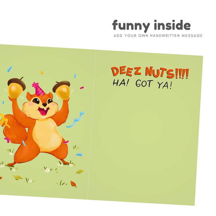 Sleazy Greetings - Wholesale Birthday Card - Deez Nuts Squirrel Birthday Card | Funny Birthday Card