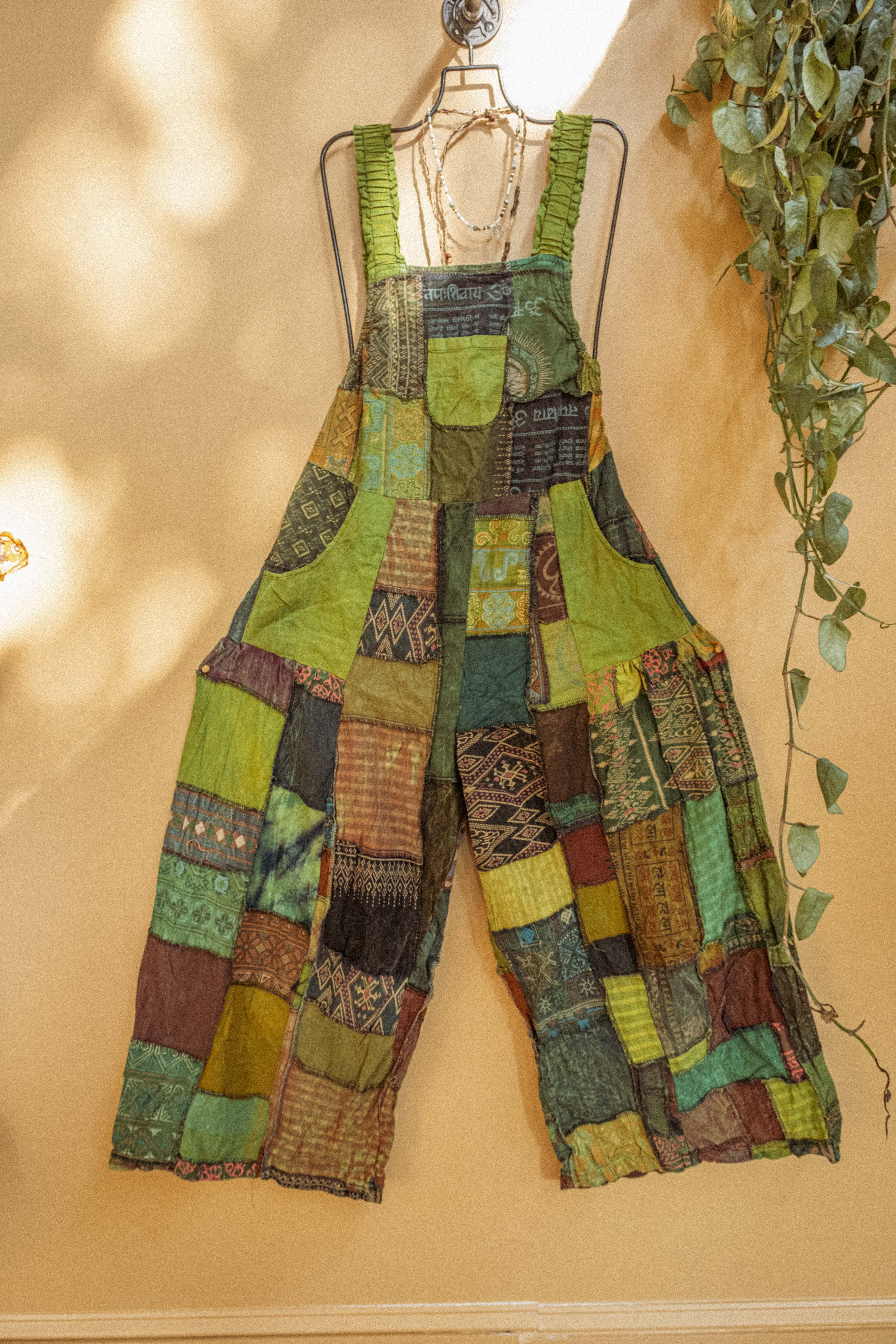 Gardenbelle Shop - Wholesale Overalls - Women's - Hippie Bohemian Patchwork Overalls, Wide Leg Dungarees PLUS2