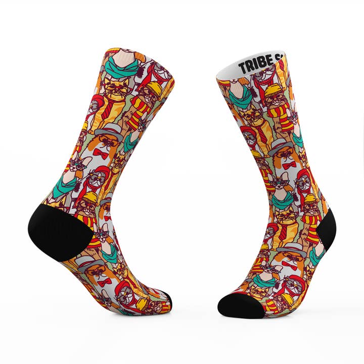 Hipster Cat Socks for wholesale by Tribe Socks