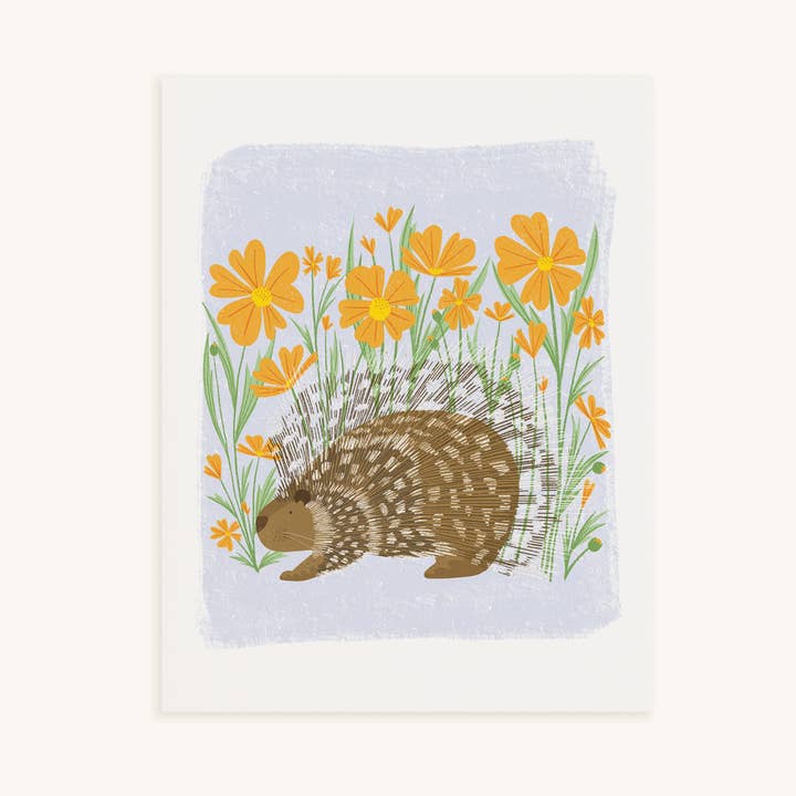 Art Print 8x10 | Flower Frolic | Porcupine + Flowers Kid Art for wholesale by oh, little wren