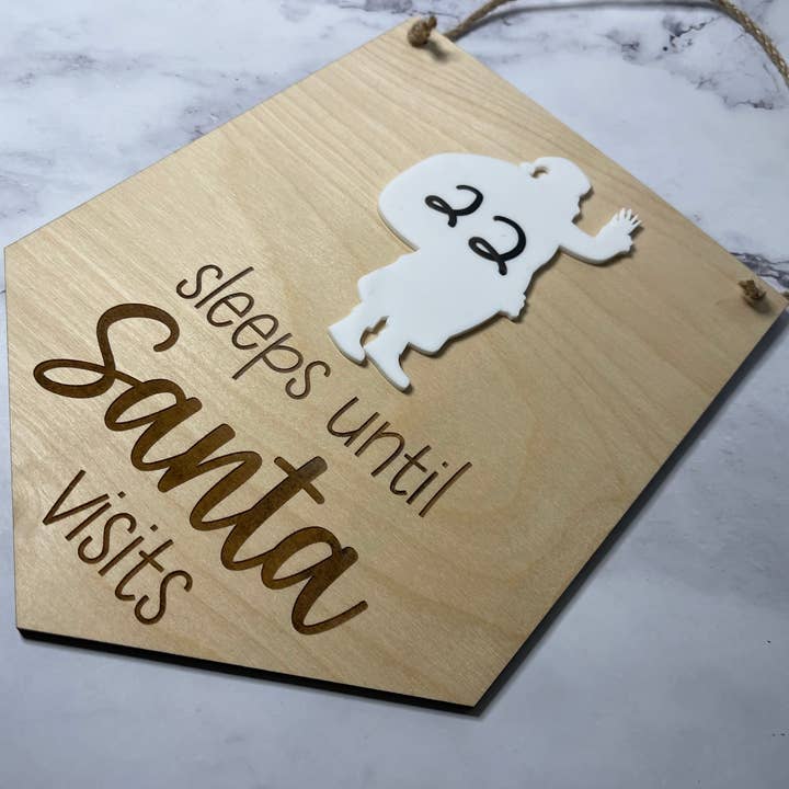 Sleeps Until Santa sign dry erase countdown for wholesale by The Delightful Dabbler LLC