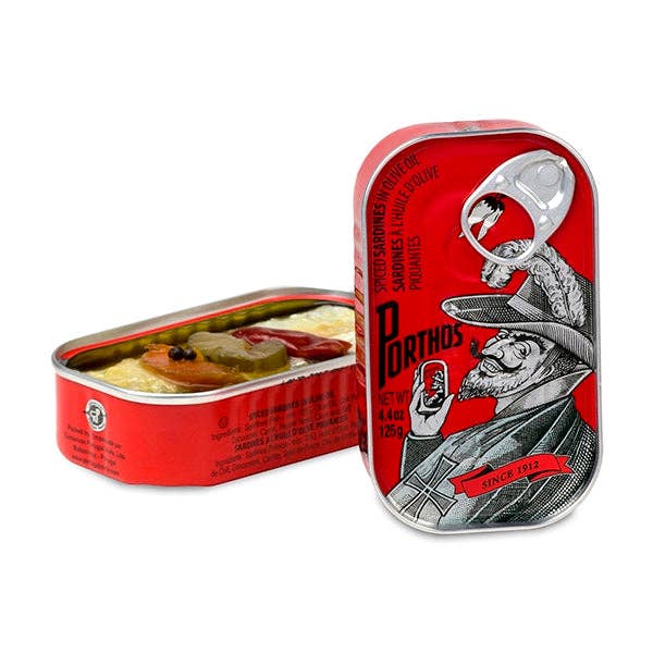 Tin Can Fish ( BELA, Cantara, Mar, Porthos, Varina ) - Vente Poissons en conserve - Sardines Porthos - Paquet de 6