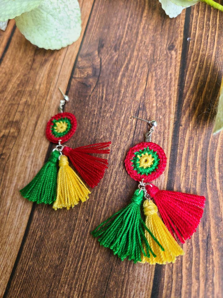 Pan Love Tassel Earrings for wholesale by Sysaic Knotz