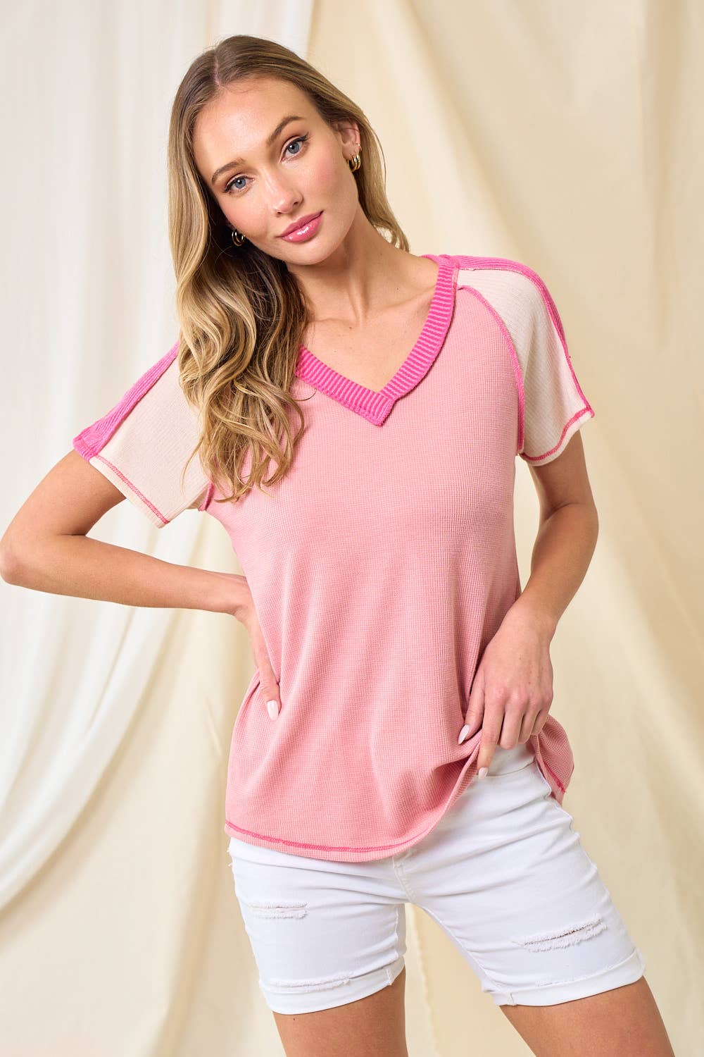 lovely melody - Wholesale Knit Top - Women's - LMT3878-Clarissas Color block top11
