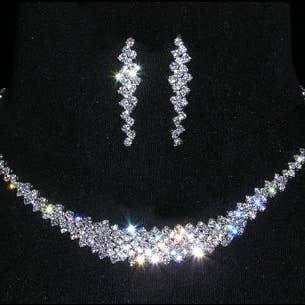 Bridal Store Jewelry - Wholesale Jewelry Set - #15090 - Graduated Neck and Ear Set0