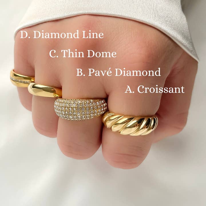 Blueyejewelry - Wholesale Band/Stacked Ring - 18k Gold Dome Rings - Stainless Steel Chunky Rings