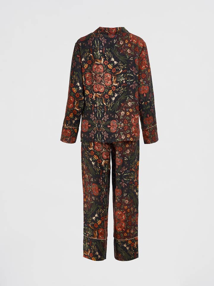 Fable England - Wholesale Sleepwear Set - Women's - FABLE Folksy Fox Pyjamas Black
