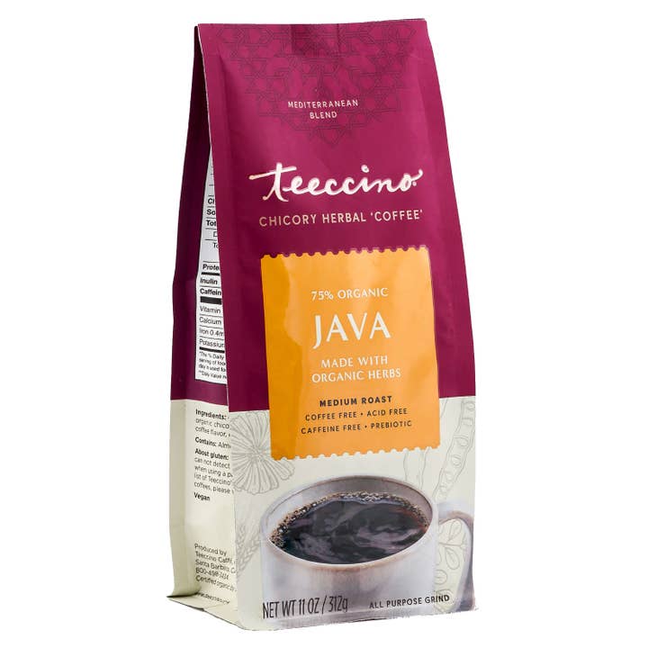 Teeccino - Venta al por mayor Café molido - Café herbal de achicoria de Java, 75% orgánico