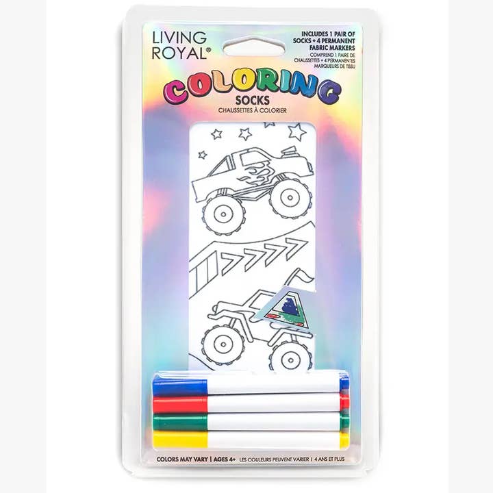 Living Royal - Wholesale DIY Craft Kit - Kids - Ankle Socks - DIY Coloring Kit - Monster Truck Mania0