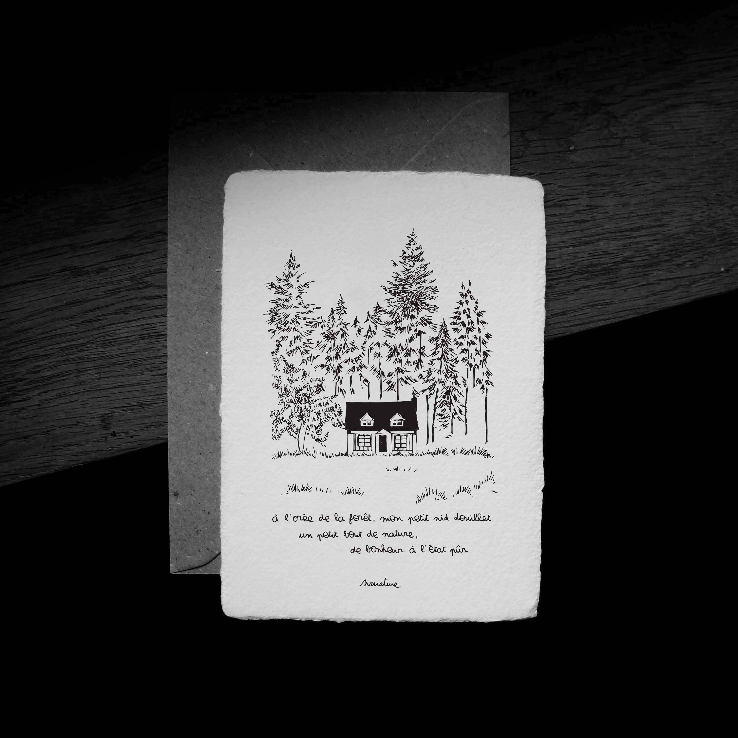 Narrature - Wholesale Gewone wenskaart - Aan de rand van het bos - Handgemaakte papieren kaart 10x15 cm