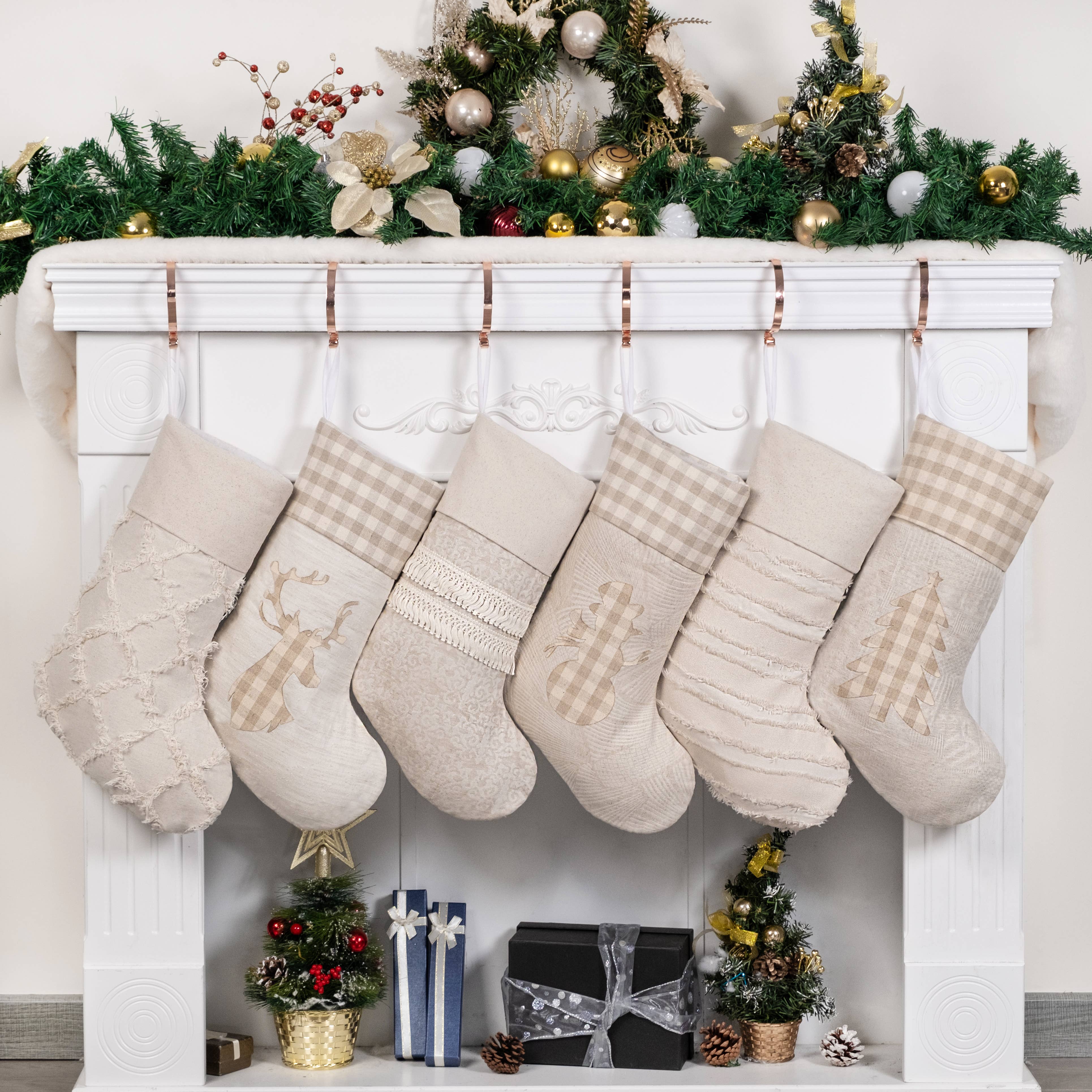 GEXWORLDWIDE - Wholesale Holiday Stocking - New Bohemian Christmas Stockings Neutral Holiday Decor6