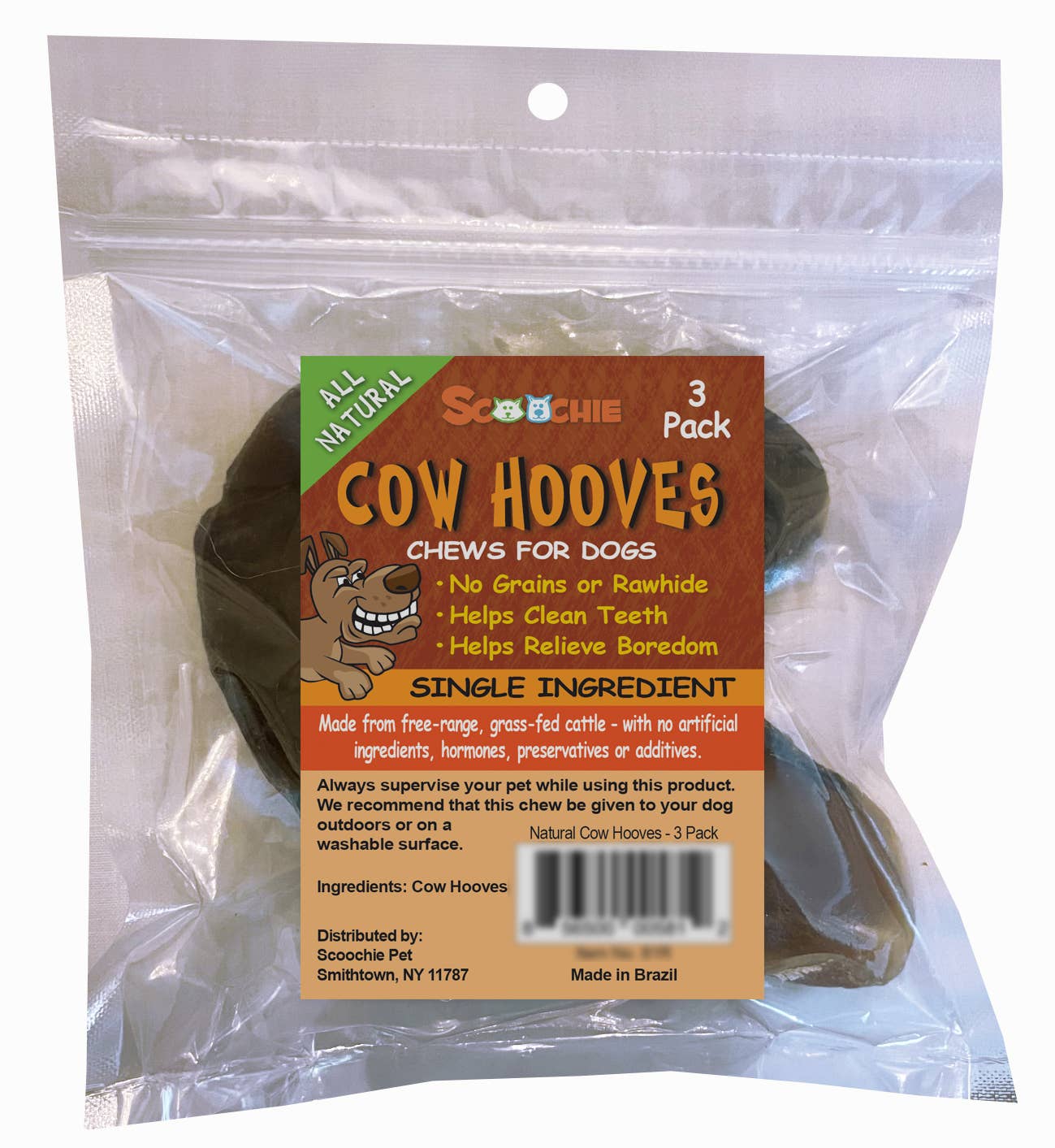 Scoochie Pet Products - Wholesale Pet Treats - Dog - 3 Pack Cow Hooves