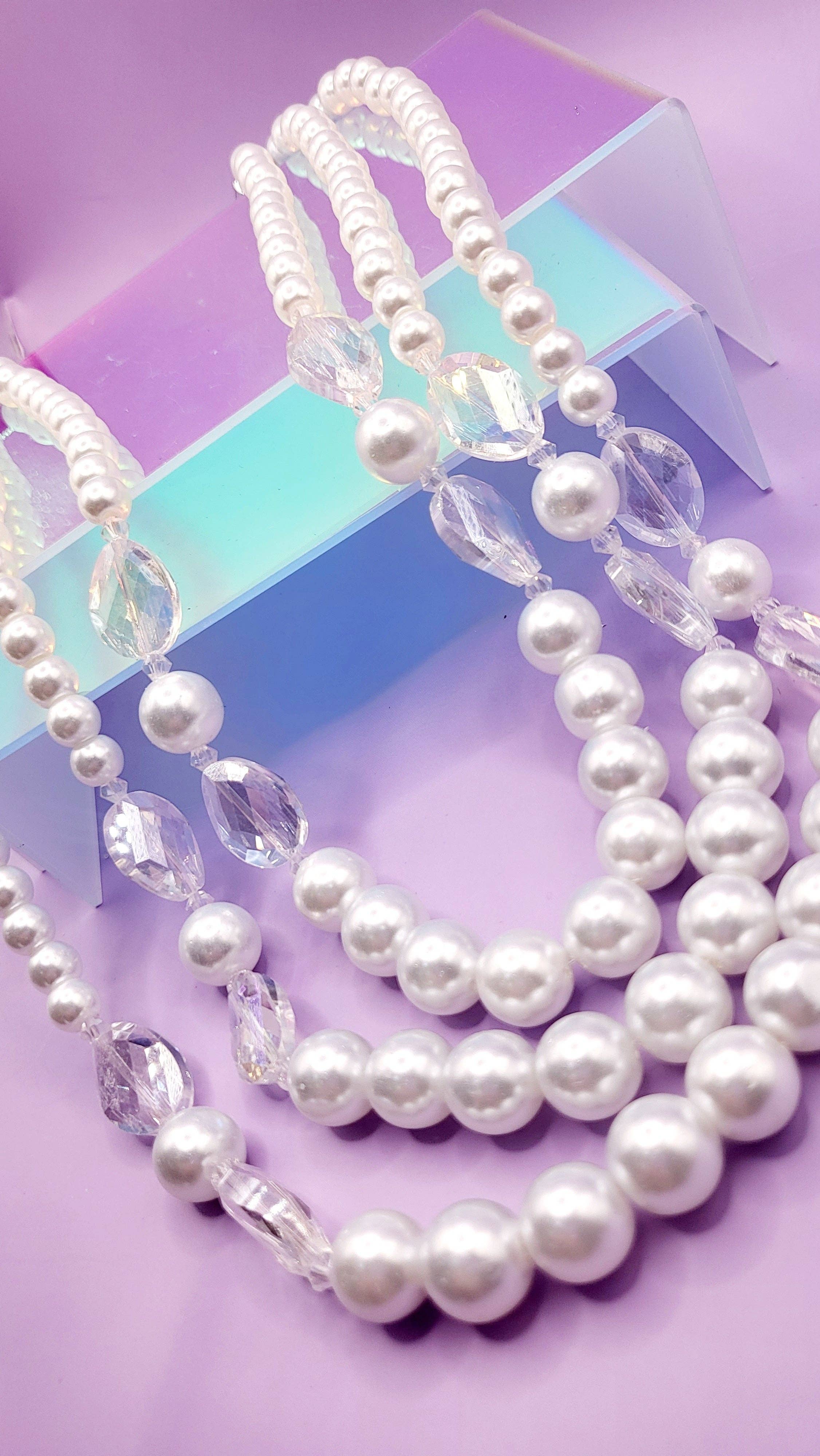 Arya Jewellery Wholesale - Wholesale Jewelry Set - Shiny Pearl Multi Layer Necklace & Earrings2