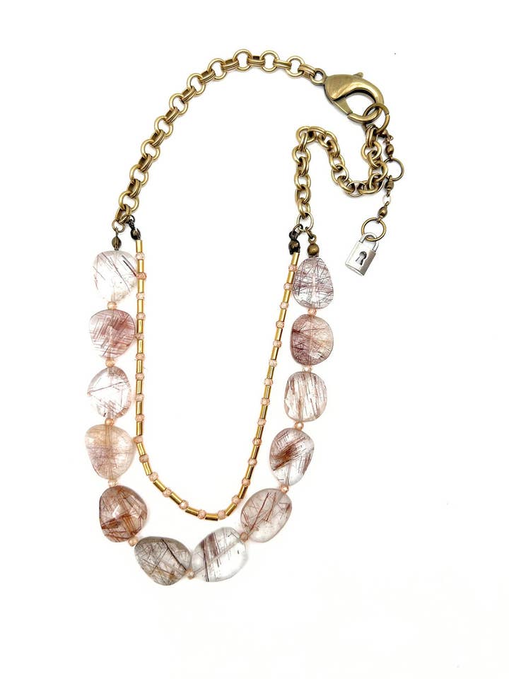 Copper Rutile Double Strand Necklace, N570 for wholesale by Lock and Key