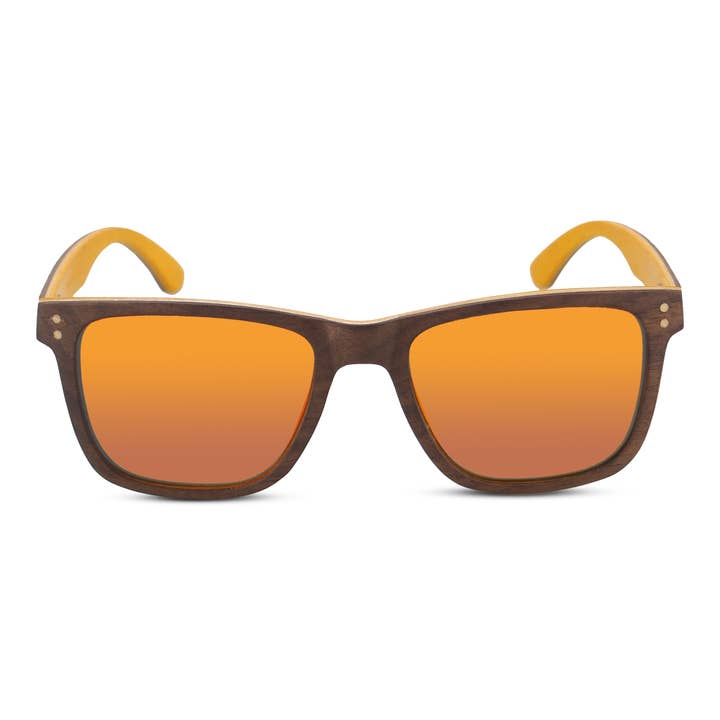 Wayfinder Gafas de sol de madera de nogal - lente naranja para venta al por mayor de Joycoast Wood