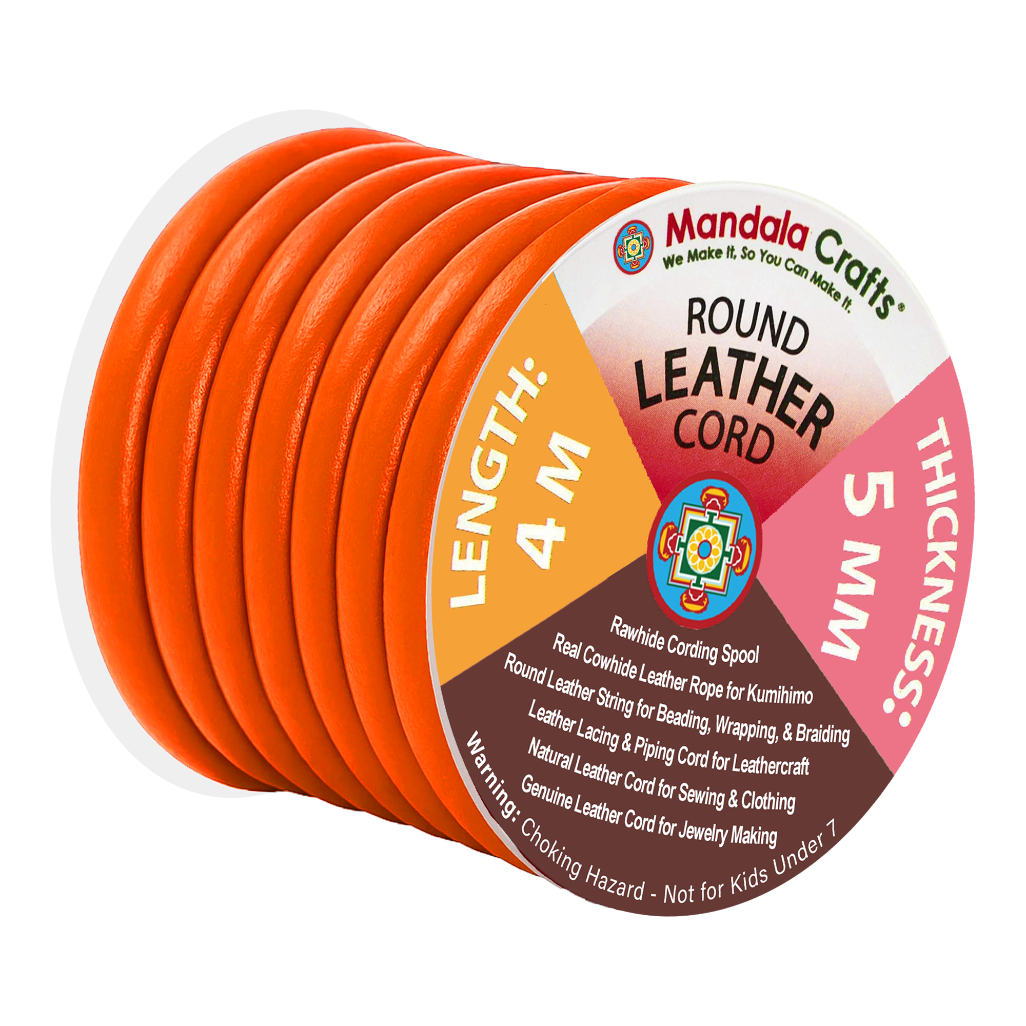 Mandala Crafts - Wholesale Craft Supplies - Mandala Crafts Round Cowhide Genuine Leather String Cord, Natural Rawhide Rope for Jewelry Making, Kumihimo Braiding, Shoelaces70