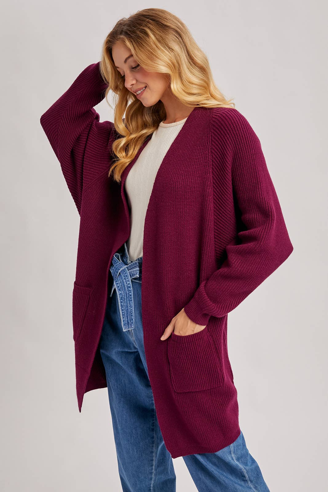 Bluivy - Wholesale Cardigan - Women's - OPEN FRONT BATWING SLEEVE CARDIGAN23
