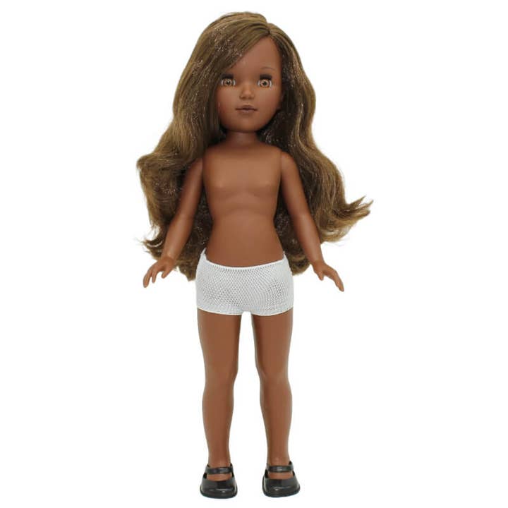 Bambola Pepa's 41 cm. Folk Artigianato originale mulatta castana per la vendita all'ingrosso da parte di Folk Artesanía Muñecas