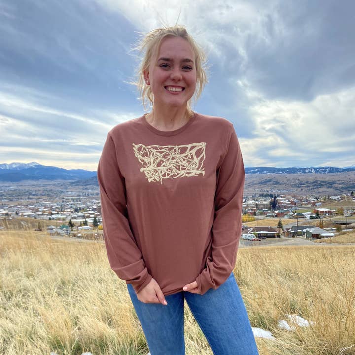 Antler State Long Sleeve Tee for wholesale by 5518 Designs