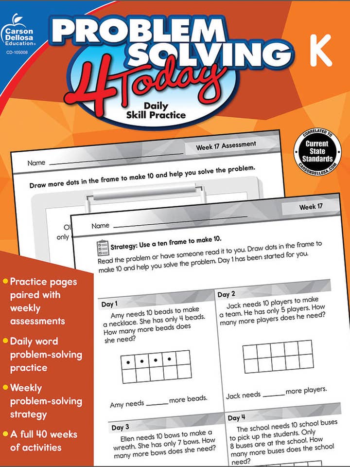 Problem Solving 4 Today, Grade K for wholesale by Carson Dellosa Education