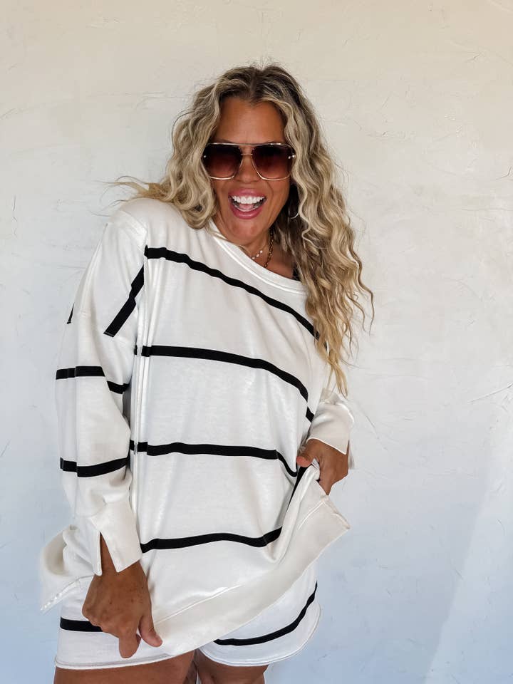 BLAKELEY - Wholesale Sweatshirt - Women's - CLASSIC CREW STRIPED PULLOVER3