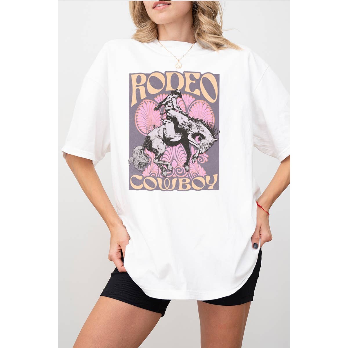 Illustrated Society - Wholesale Tunic - Women's - RODEO COWBOY  GRAPHIC OVERSIZED TEE2