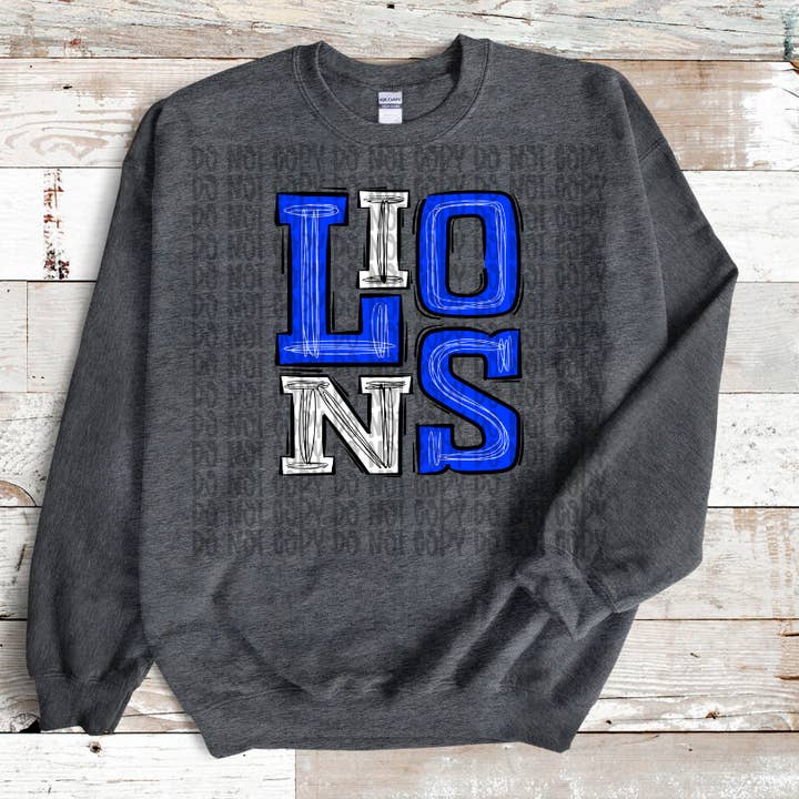 Lions - Royal Blue & White Sweatshirt | Wholesale & Drop shi for wholesale by NC Creations