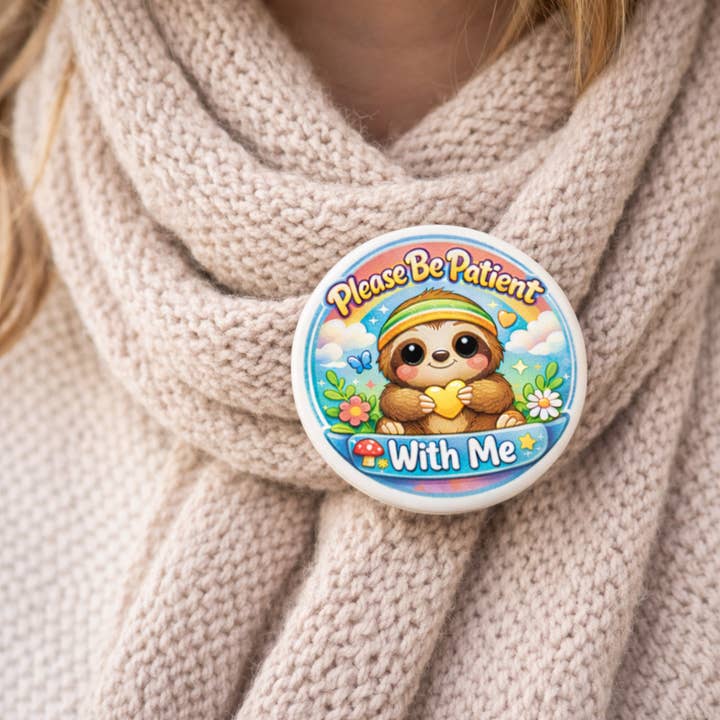 Please Be Patient Badge & Keyring Starter Bundle Mixed Sizes for wholesale by Love Stickers UK