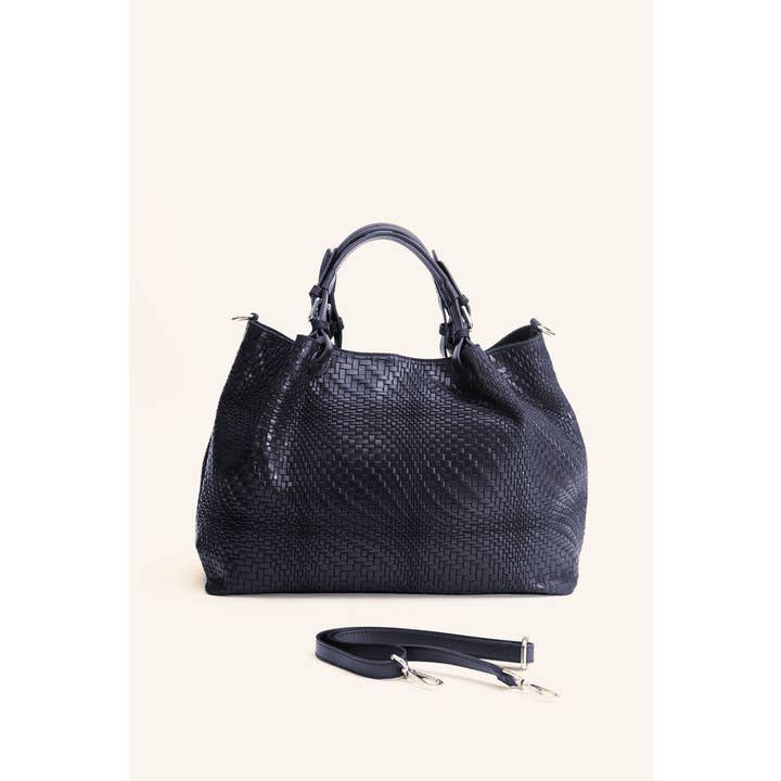 Modesto Bertotto - Wholesale Top Handle Bag - Women's - Marta blue woven print leather maxi bag3